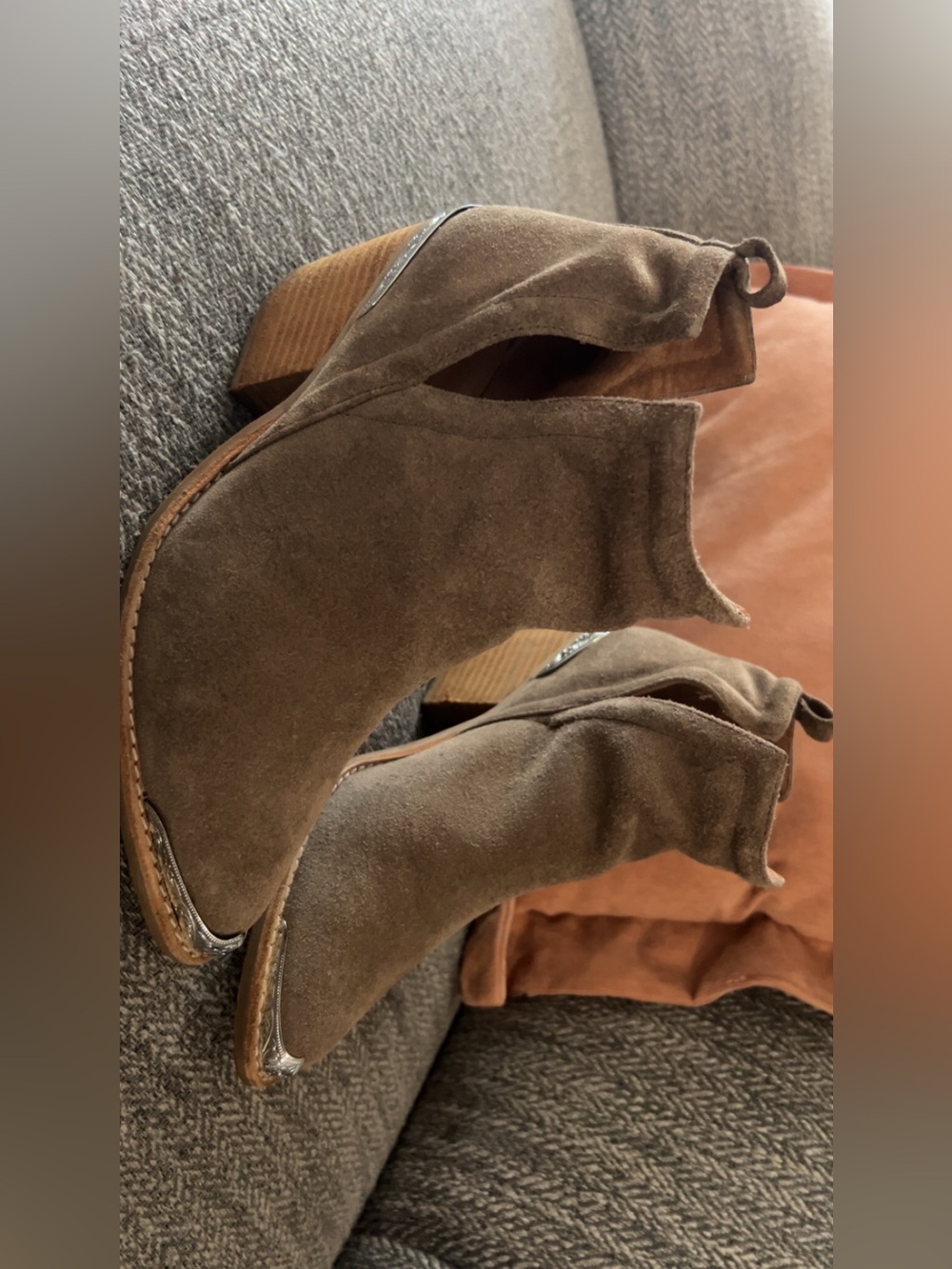 Jeffrey Campbell Brown Suede Ankle Booties with Stacked Heel
